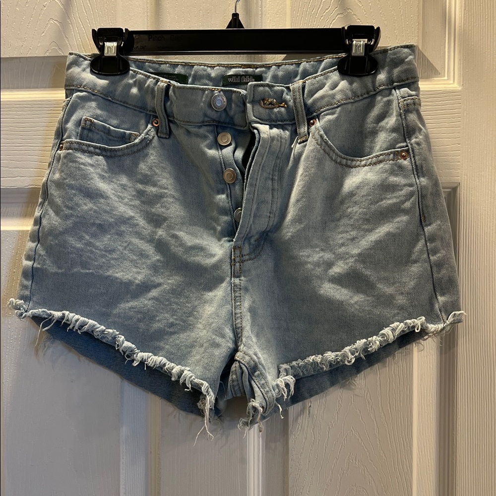 wild fable Light Blue High-Rise Button-Fly Denim Shorts